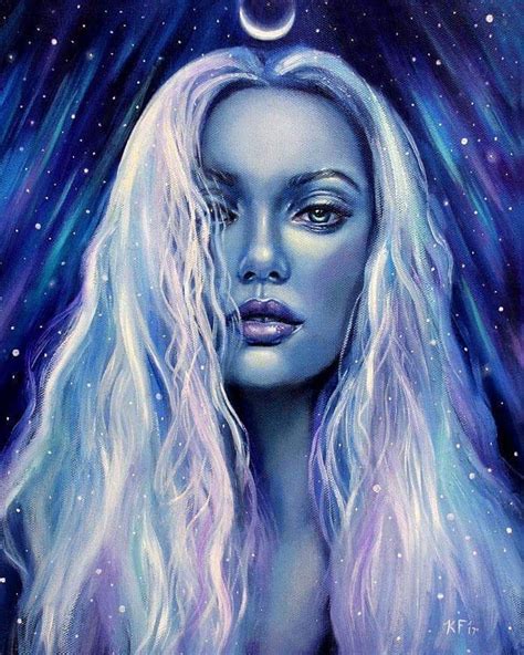 Moon Goddess Art Lyra Pagan Art Print Celestial Etsy In 2020 Moon