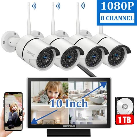 Wireless Security Camera System With Monitorohwoai Home Surveillance
