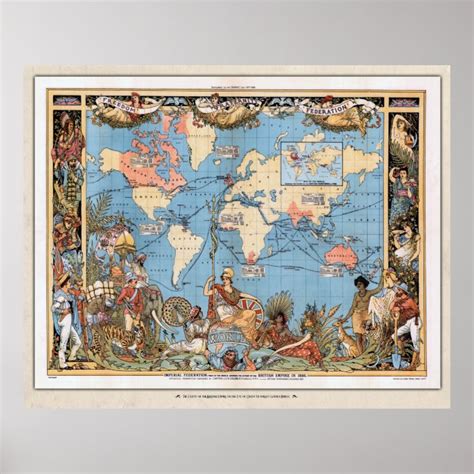 Imperial Federation Map Of The British Empire Map Poster Uk