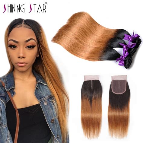 Aliexpress Com Buy Ombre Peruvian Straight Hair Bundles With Closure