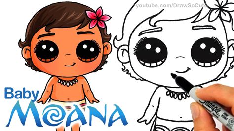 How To Draw Baby Moana Step By Step Cute Disney Princess Youtube