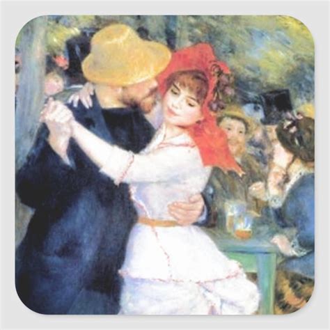 Man Woman Dancing Renoir Painting Square Sticker Zazzle Renoir