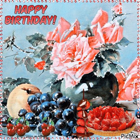 Flower And Fruit Happy Birthday Animated Quotes Pictures Photos And