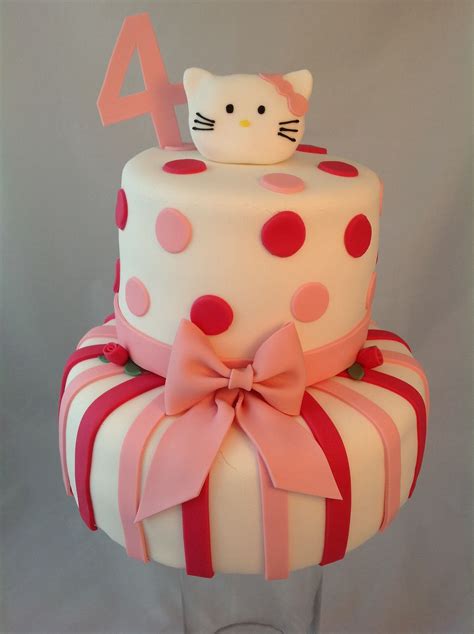 Rod/tier (shoulder to shoulder) length : Two tier Hello Kitty cake | Cat cake, Character cakes, Cake