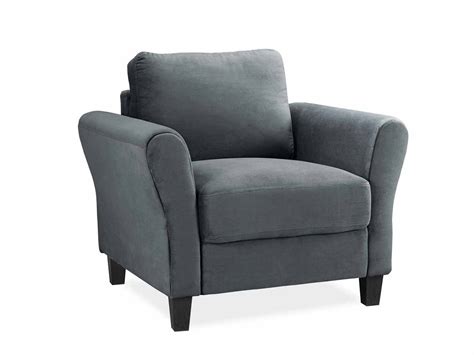 Gray hendrix 30'' wide tufted velvet barrel chair. Westin Dark Grey Chair with Rolled Arm by Lifestyle