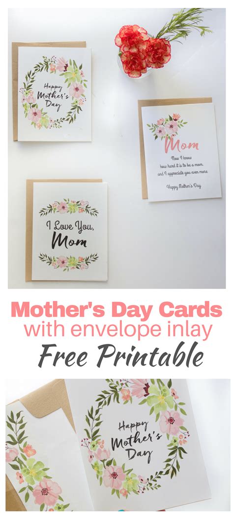 This first card is about celebrating mother's day. Free Printable Mother's Day Cards with Envelope Inlay