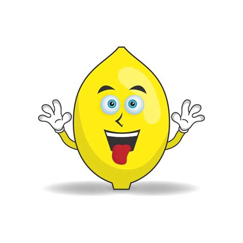 Lemon Mascot Character With Laughing Expression And Sticking Tongue