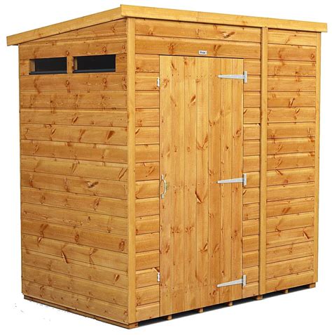 Power 6x4 Pent Garden Security Shed Single Door Garden Sheds Log