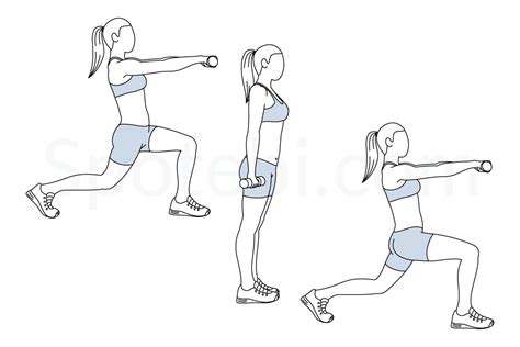 Alternating Lunge Front Raise Illustrated Exercise Guide