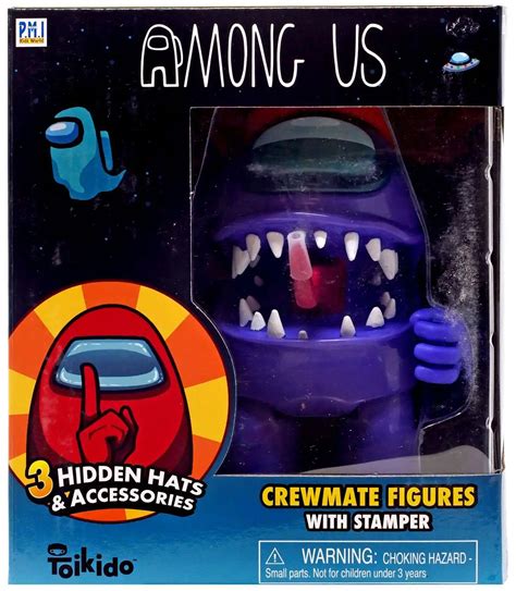 Among Us Crewmate Figures With Stamper Purple Action Figure With Red Hat PMI ToyWiz