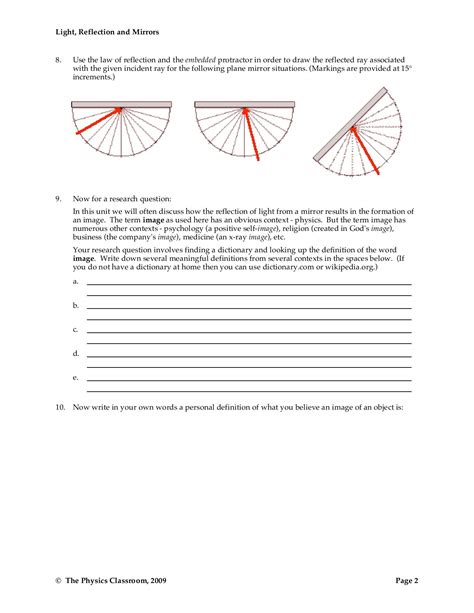 Law Of Reflection Worksheet Interactive Worksheets By Supannee2527
