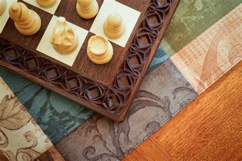 Hand Crafted Walnut And Maple Checkerschess Board With Carved Border