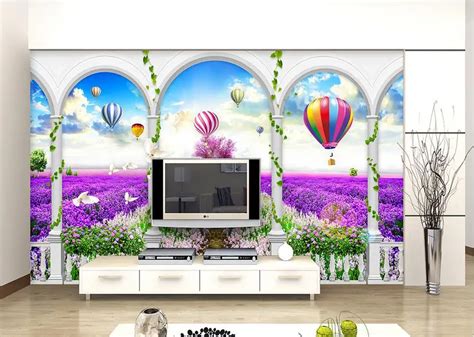 Custom 3d Stereoscopic Wallpaper Purple Lavender Bedroom Wallpaper