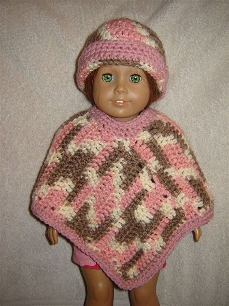 Handmade Crocheted Poncho And Hat Set Fits American Girl And Other 18