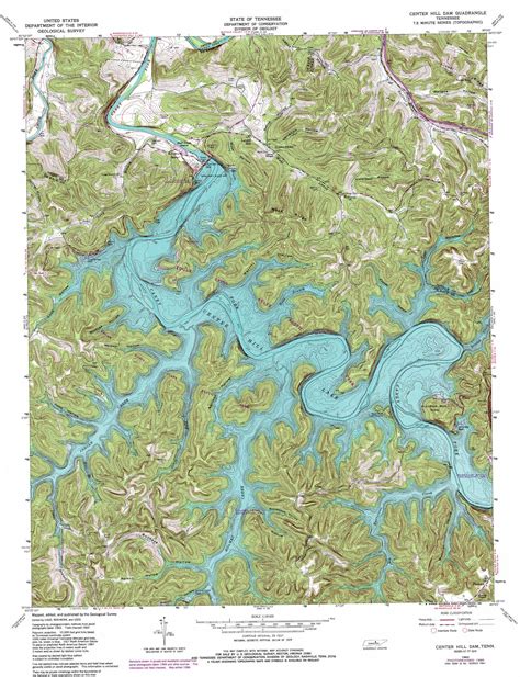 Center Hill Dam topographic map 1:24,000 scale, Tennessee