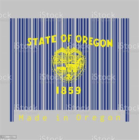 Barcode Set The Color Of Oregon Flag Seal Of Oregon In Gold On An Azure