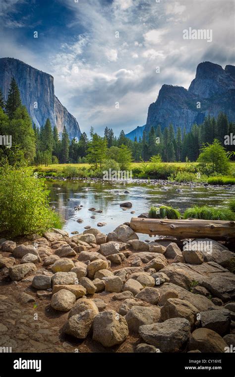 Yosemite National Park California El Capitan Merced River Stock