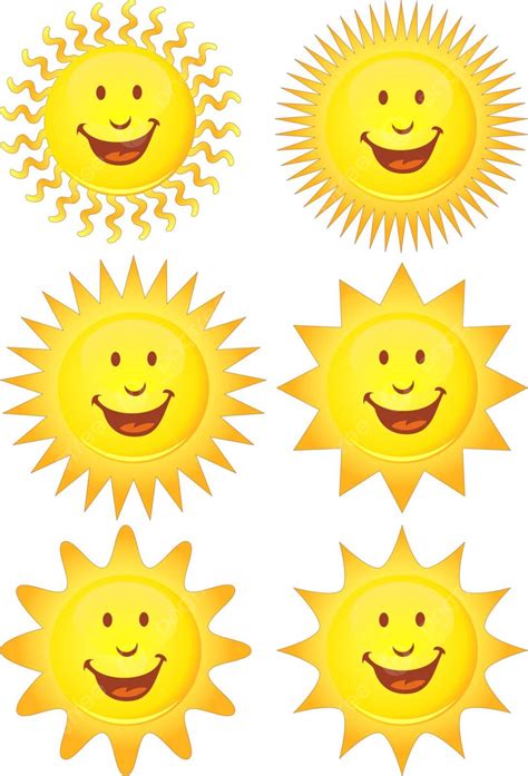 Conjunto De Soles Felices Vector Sol Sonrisa Vector Png Vector Sol