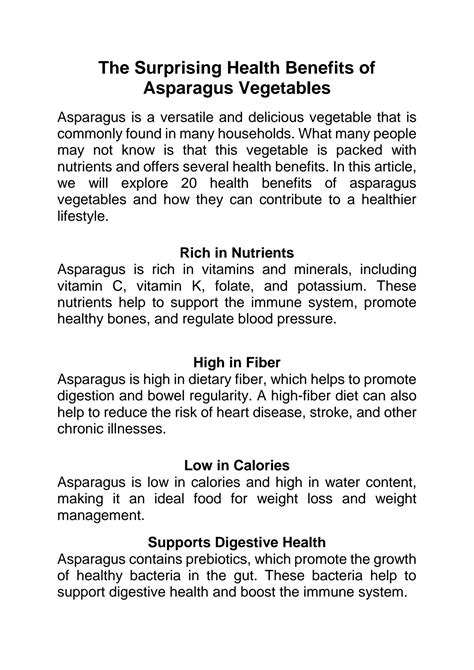 SOLUTION: The surprising health benefits of asparagus vegetables