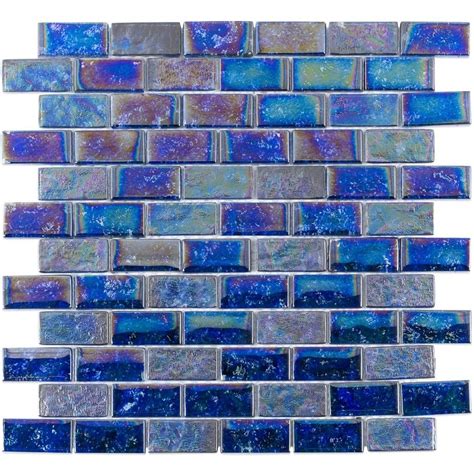 Laguna Iridescent Indigo Blue 1x2 Brick Polished Glass Mosaic Tile In 2023 Mosaic Tiles