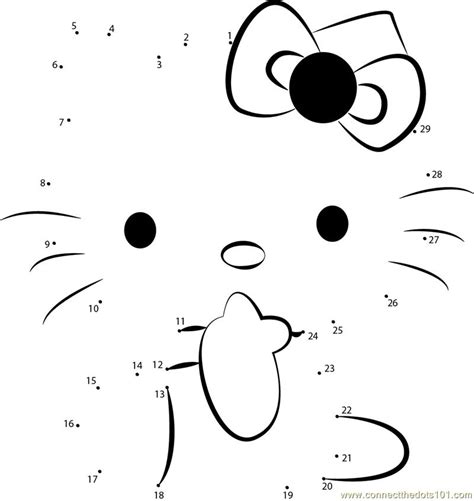hello kitty 1 dot to dot printable worksheet connect the dots