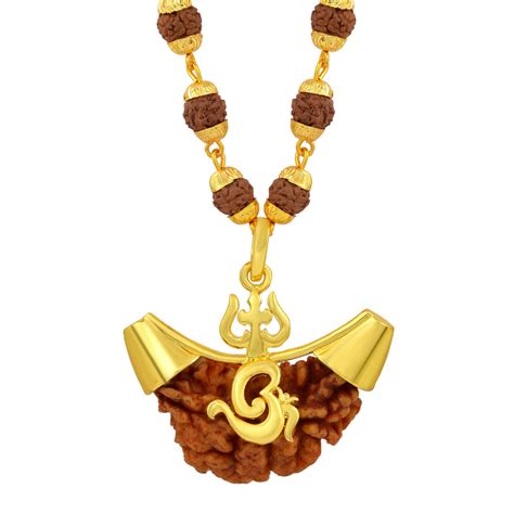 Buy Ek Mukhi Rudraksha In Gold Plated Brass Pendant With 5 Mukhi