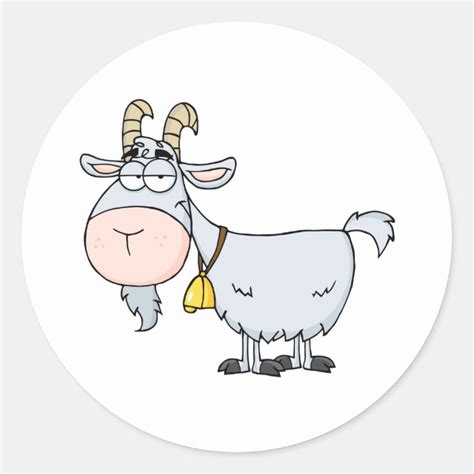 Goat Cartoon Character Classic Round Sticker Uk
