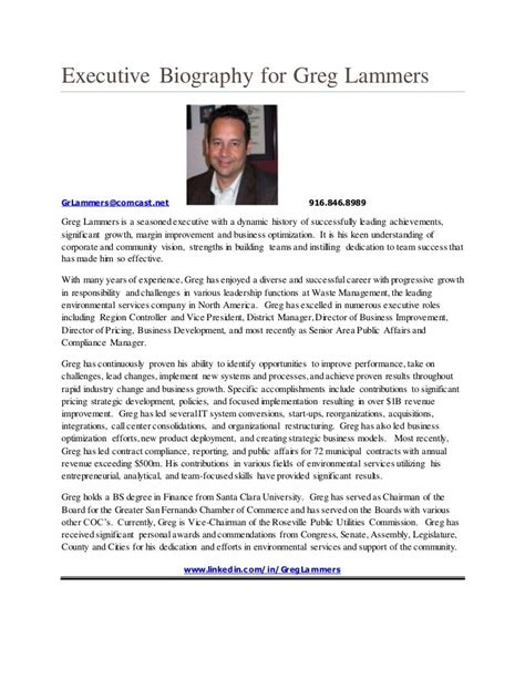 Executive Biography for Greg Lammers