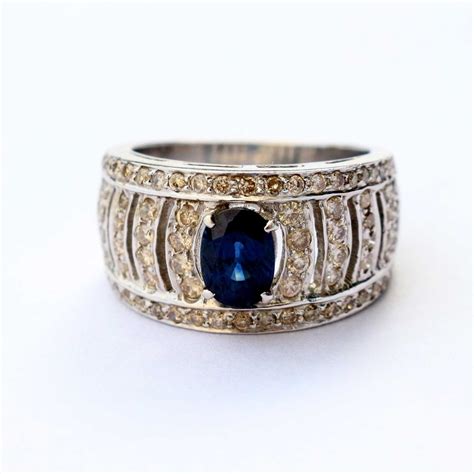 Blue Sapphire Diamond Gold Ringnatural Blue Sapphire Ring Etsy
