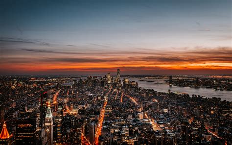 Download Wallpaper 3840x2400 New York Night City Skyline