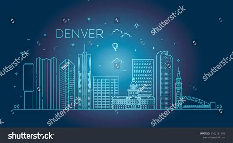 Colorado Denver City Skyline Architecture Buildings Stock Vector
