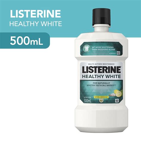 listerine listerine healthy white mouthwash 500ml for teeth whitening mint fresh to fight bad