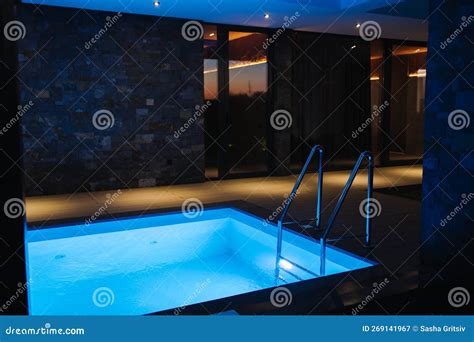 Plunge Pool With Cold Water Preparing After Relaxing In Sauna Pool Is Filled With Water