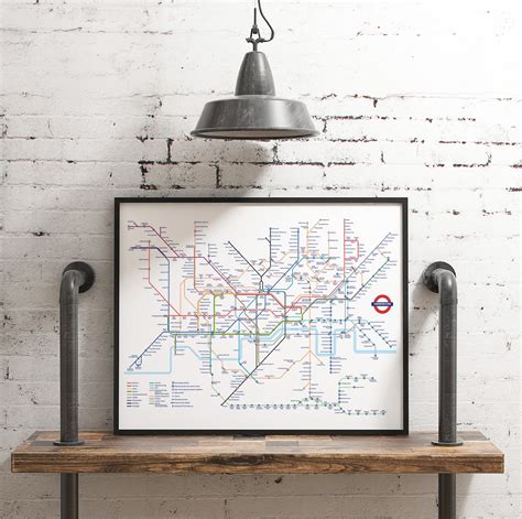 London Underground Map Poster Home Decor Design Remix Wall Etsy