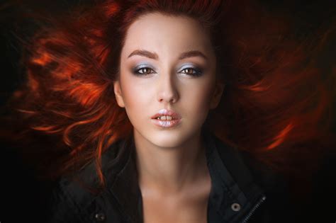 Desktop Wallpapers Redhead Girl Makeup Alexander Drobkov Light