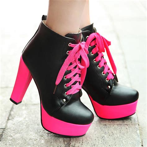Chunky Heel Lace Up Martens Boots On Luulla