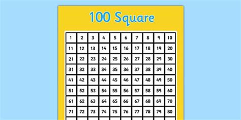 Hundred Number Square Primary Resources Primary Resources