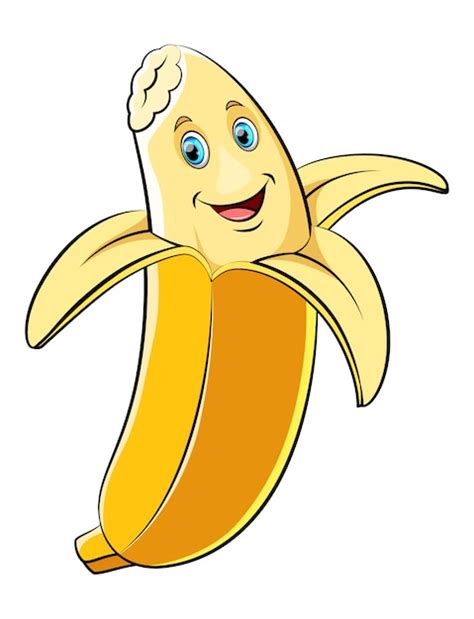 Feliz Personaje De Dibujos Animados De Plátano Vector Premium