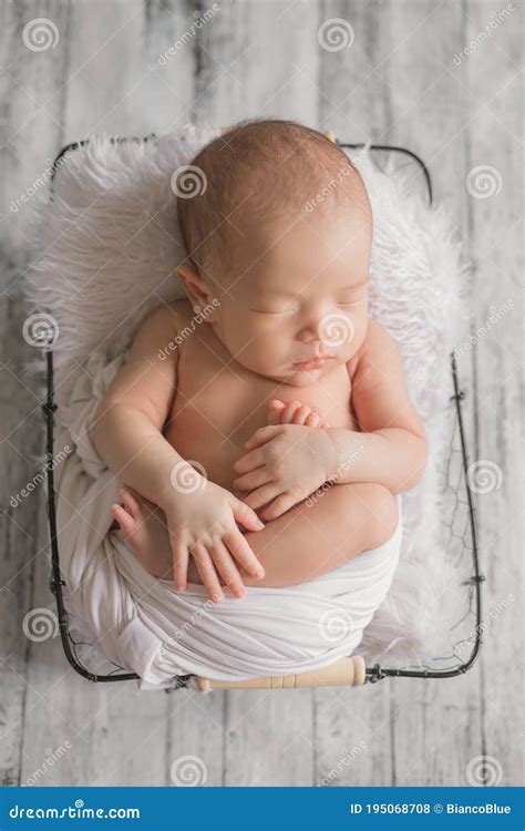 Adorable Newborn Baby Sleeping In Cozy Room Stock Photo Image Of