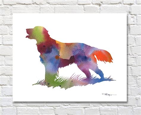 Flat Coated Retriever Art Print Abstract Watercolor Painting Etsy