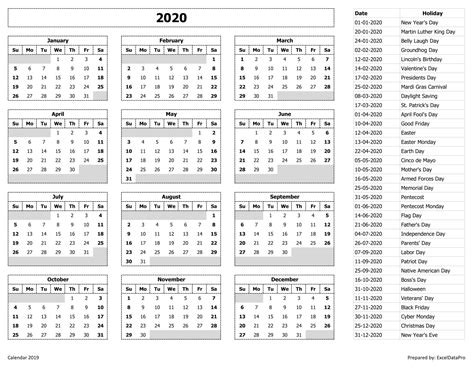 2020 Federal Leave Calendar Calendar Printable Free