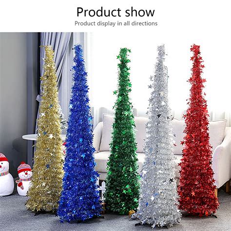 Artificial Tinsel Pop Up Christmas Tree With Stand Gorgeous Collapsible