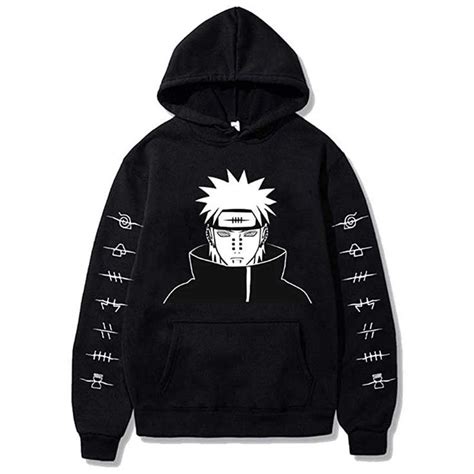 Anime Naruto Hoodie Jacket Black Long Sleeve Sweatshirt Pullover Sweat