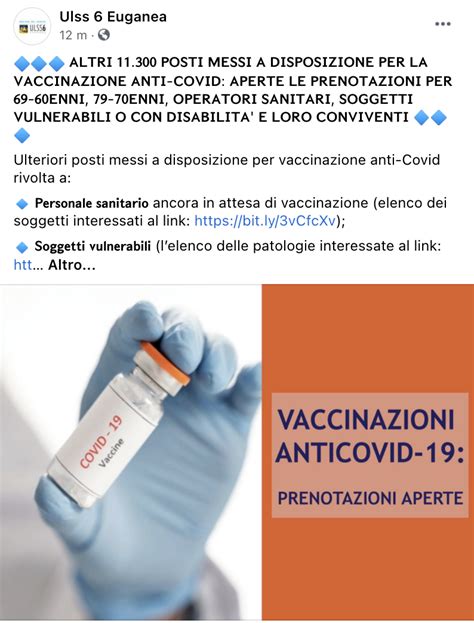 Vaccini Anti Covid L Ulss Euganea Mette A Disposizione Oltre Mila