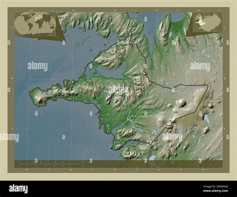 Vesturland Region Of Iceland Elevation Map Colored In Wiki Style With