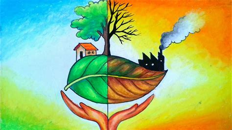 World Environment Day Drawingsave Nature Pollution Painting Youtube