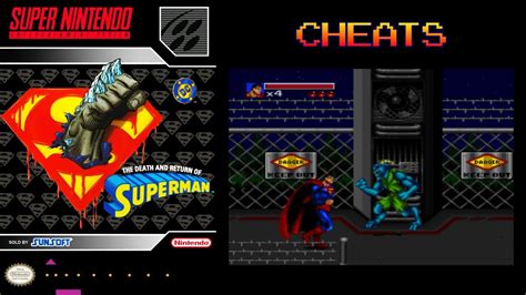 The Death And Return Of Superman Cheats Super Nintendo Snes Youtube
