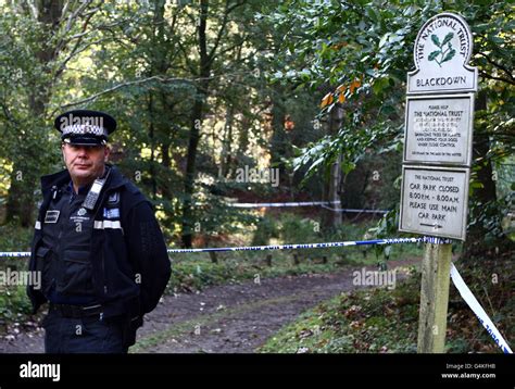Womans Body Found In Woodland A Police Officer At The Scene Where Body Of A Policewoman Was