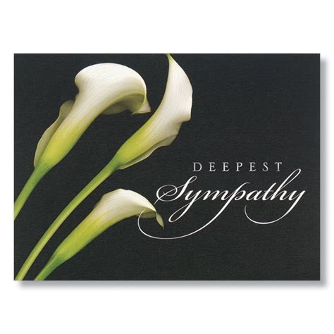 Jan 28, 2020 · sympathy cards should be written by hand or printed on a sympathy card, blank card, or good stationery. Calla Lilies Deepest Sympathy Card