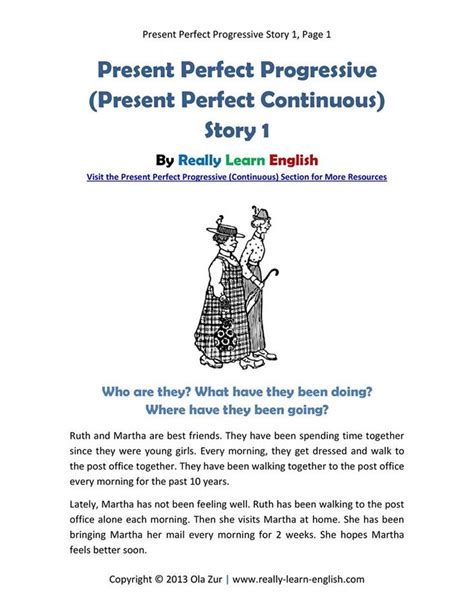 Present Perfect Progressive Present Perfect Continuous Story And